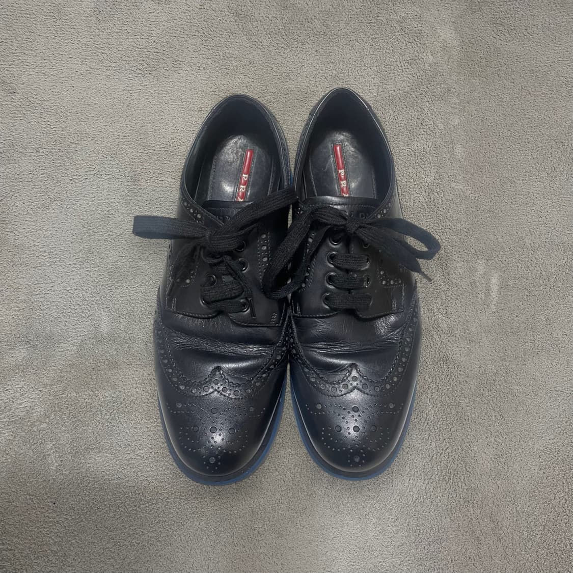 285) 프라다 스포츠 빈티지 레더 윙팁 스니커즈 신발 상품이미지1