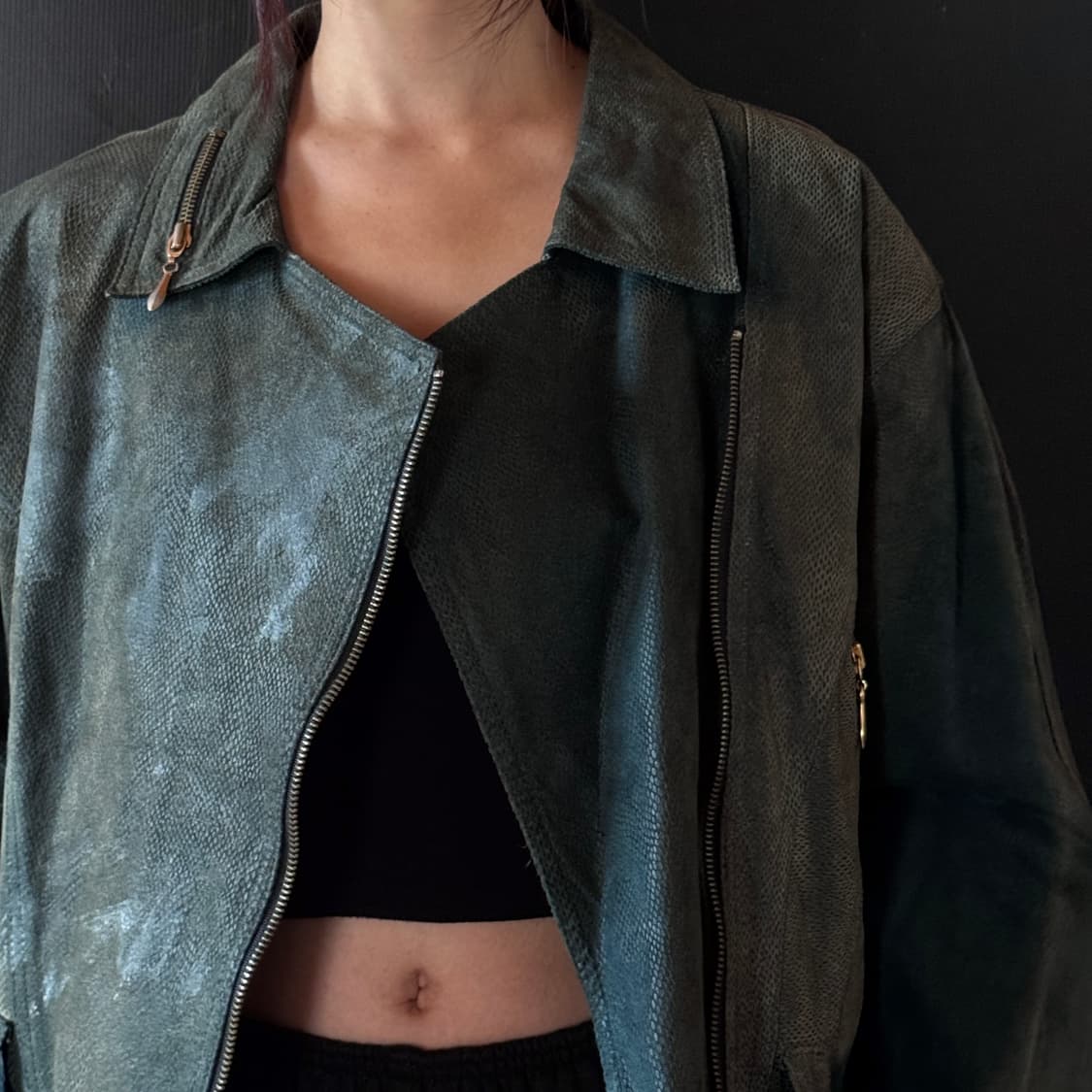  90s 이태리 메이드 라이더 자켓 파이톤 엠보싱 상품이미지1