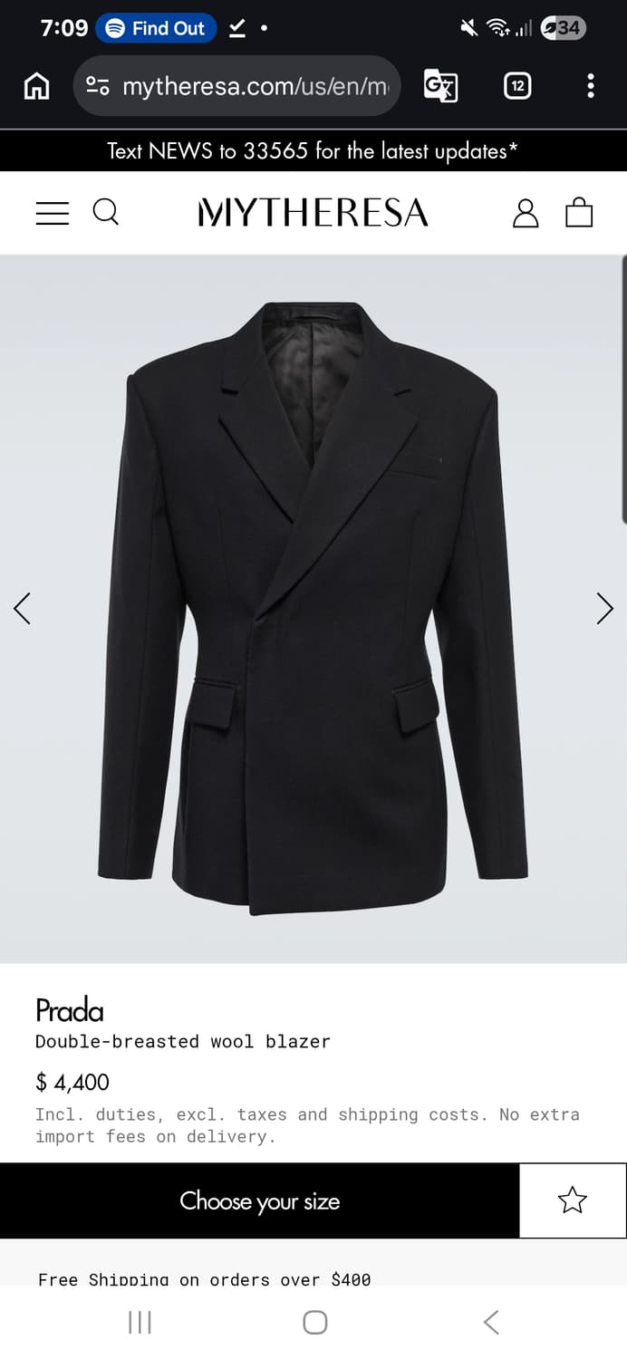 프라다 라프시몬스  트라이앵글 로고 히든 더블 블레이저 상품이미지5