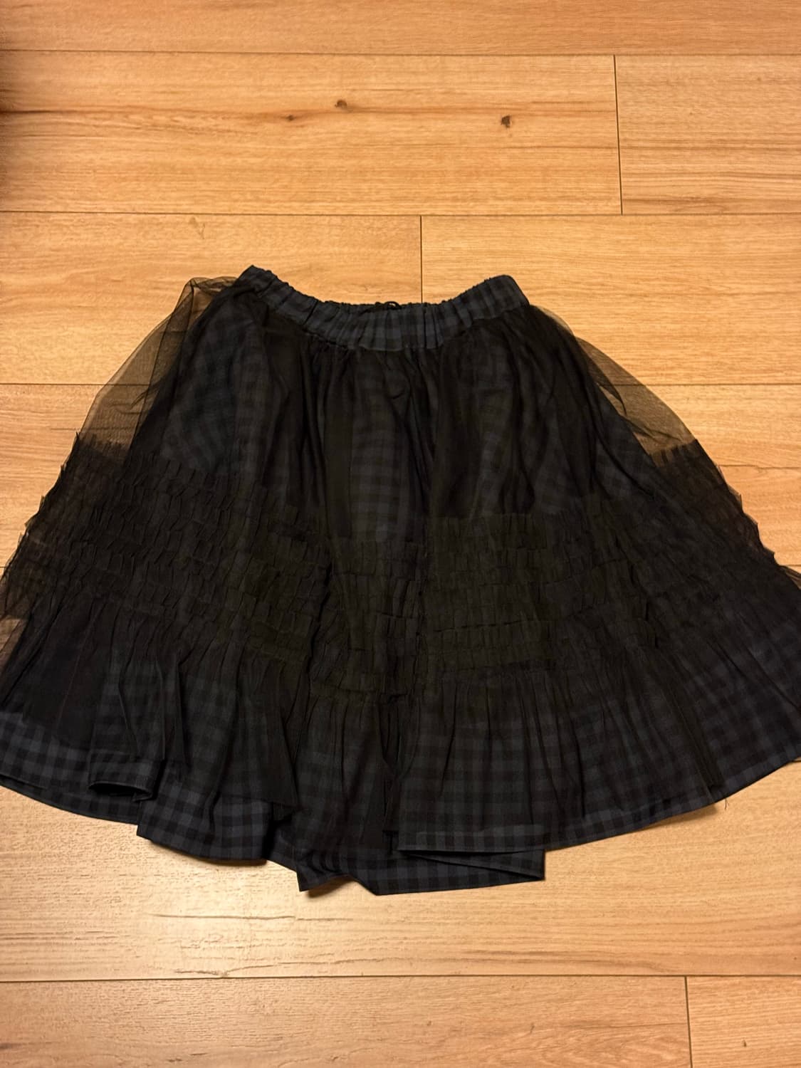오헤시오 시어 프릴 스커트 카키체크 상품이미지3