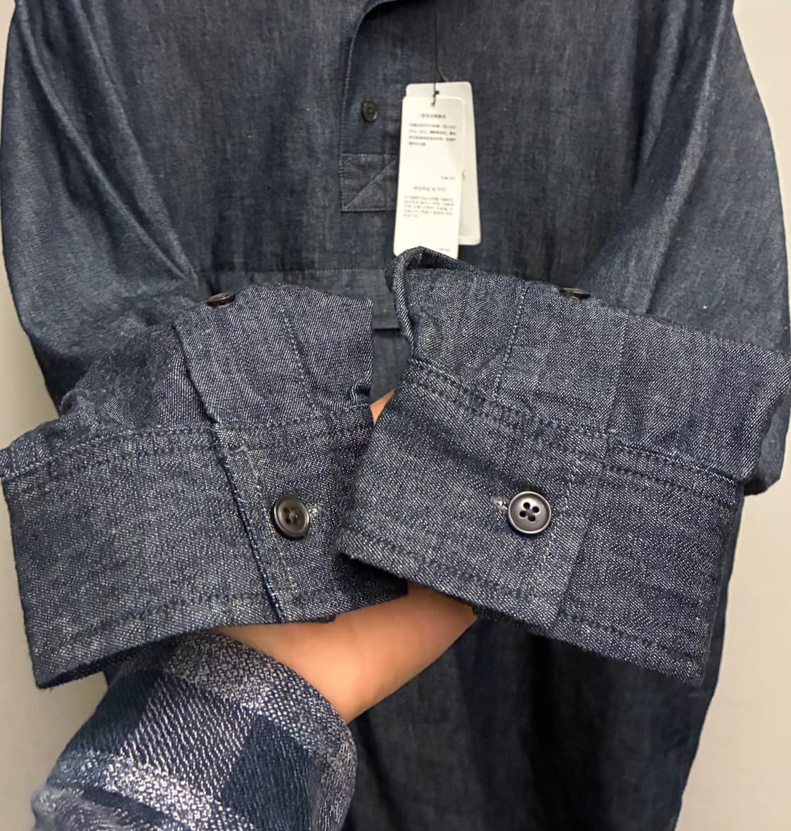 (L~XL)JPN 스노우피크 타키비 유틸리티 풀오버 데님셔츠 샴브레이 상품이미지5