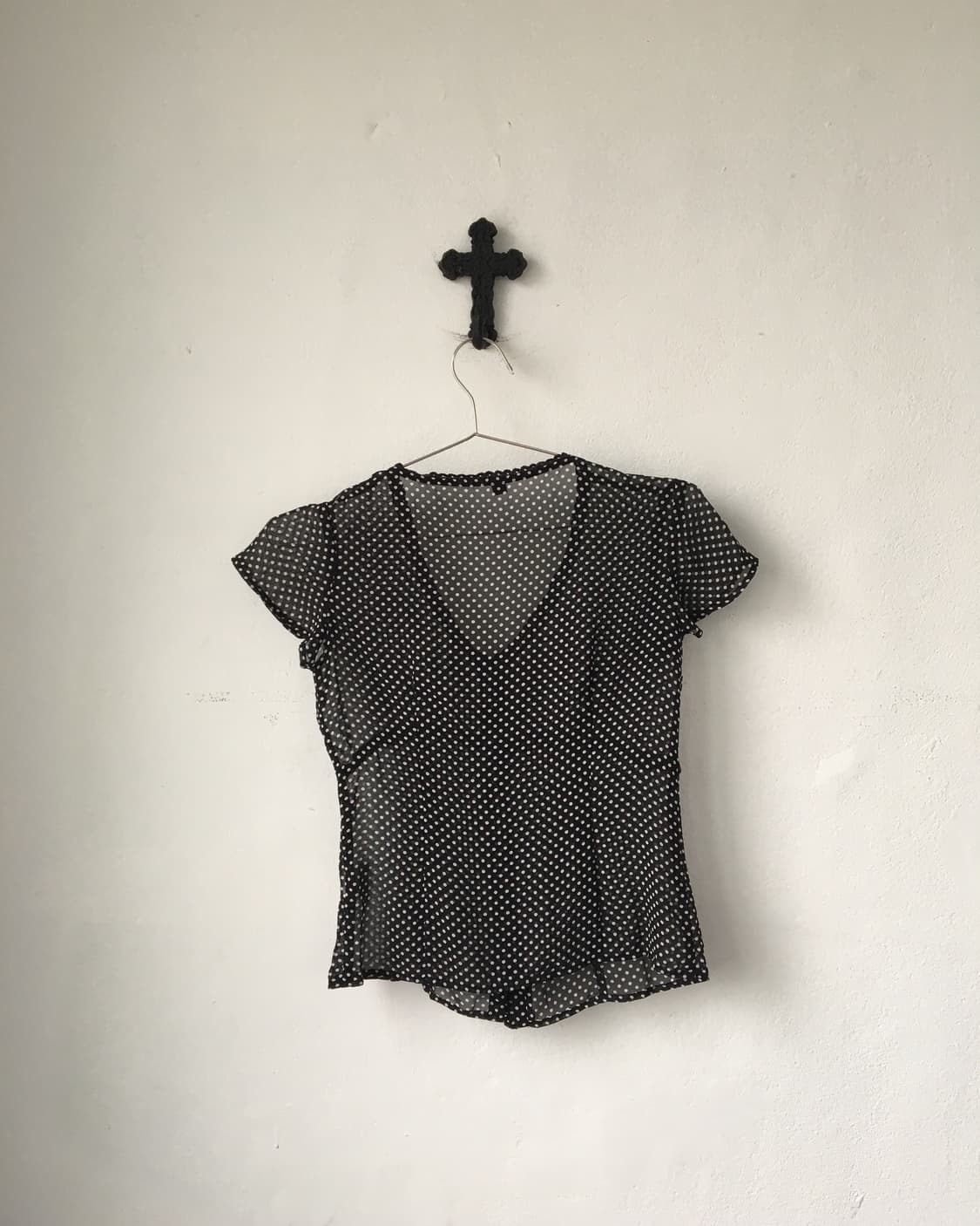 Dot pattern see through blouse 상품이미지2