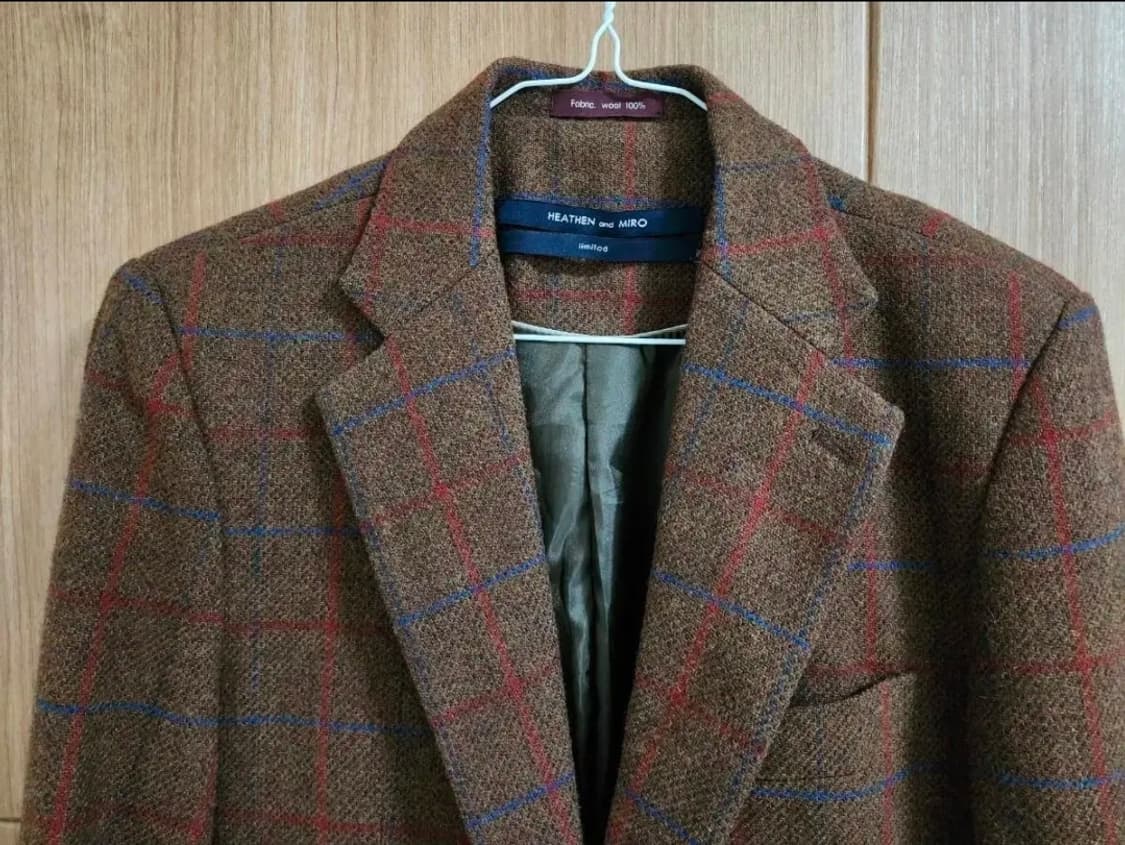 (95)헤든앤미로 울 100% 체크자켓 상품이미지2