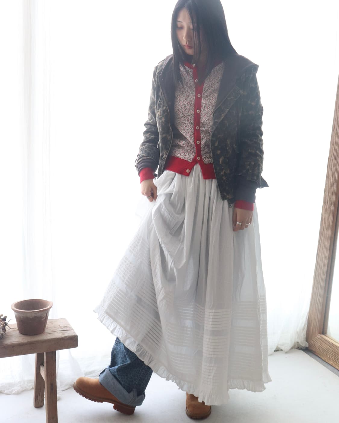 [Beams Boy] Liberty Floral Red Cardigan 상품이미지7