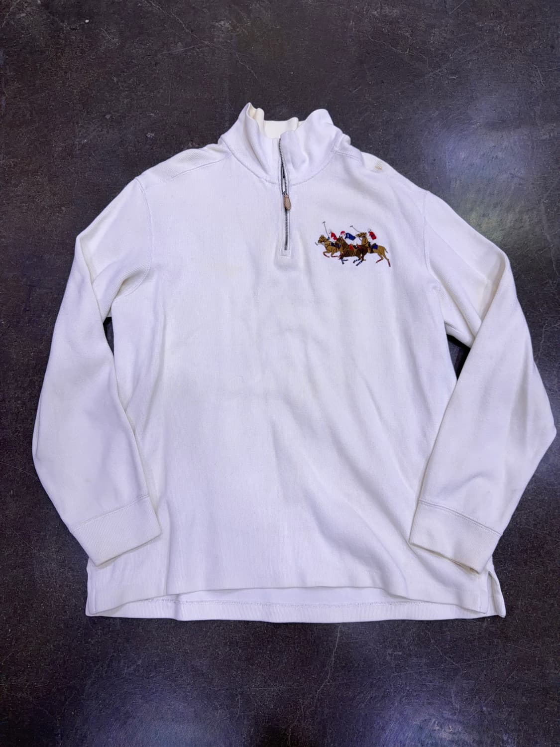 폴로 랄프로렌 더블 포니 자수 하프 집업 맨투맨 아이보리 L 상품이미지1