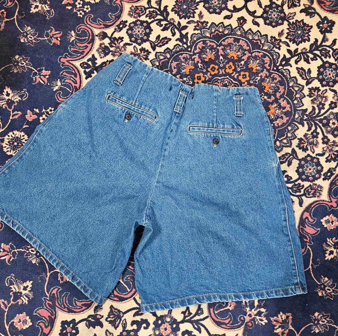 (미사용) JE MOUCHE 핀턱 데님 와이드 반바지 팬츠 L 상품이미지3