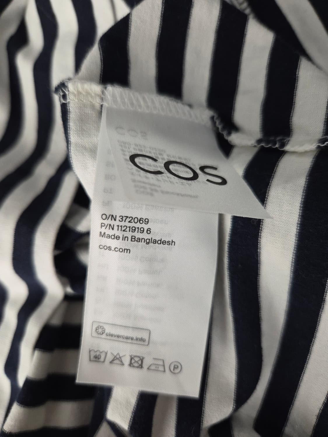 COS 코스 네이비 앤 화이트 스트라이프 모크넥 티셔츠 상품이미지8