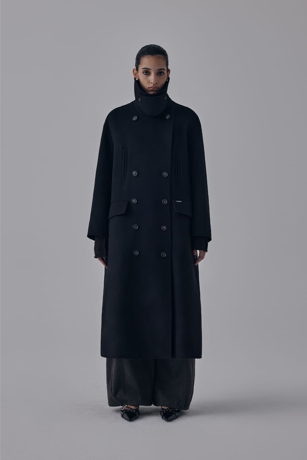 트리밍버드 코트 High Neck Double Button Wool 상품이미지1