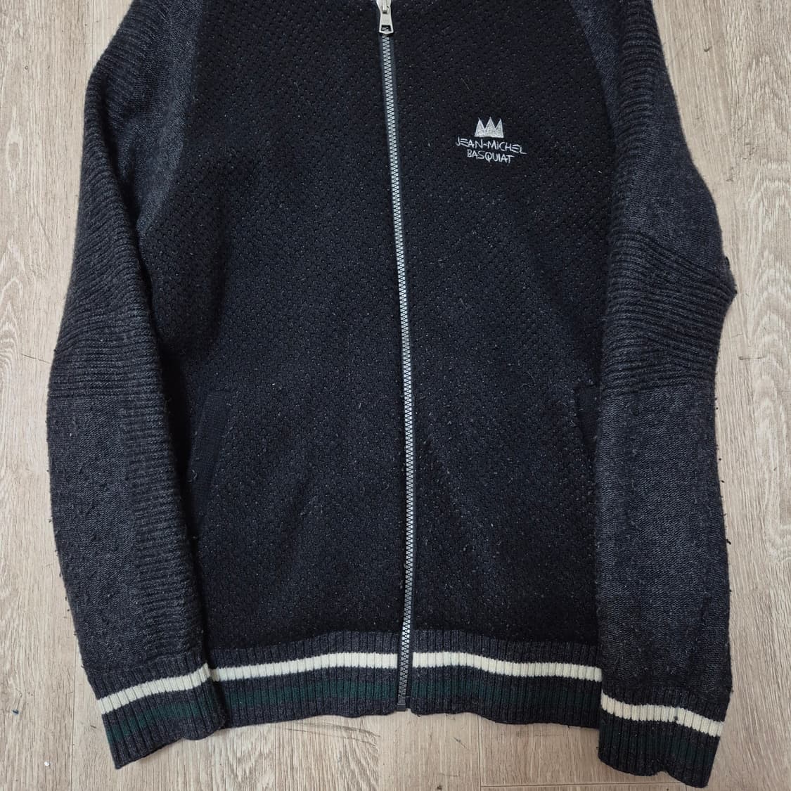 장미쉘바스키아 카라 니트집업 M(95) 상품이미지3