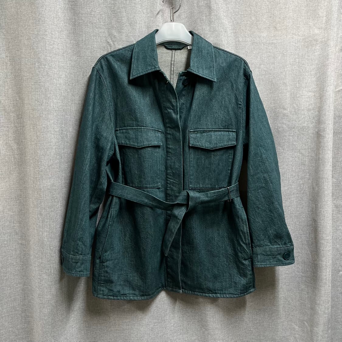[L] 유니클로U 벨티드 루즈핏 데님 셔츠 자켓 상품이미지2