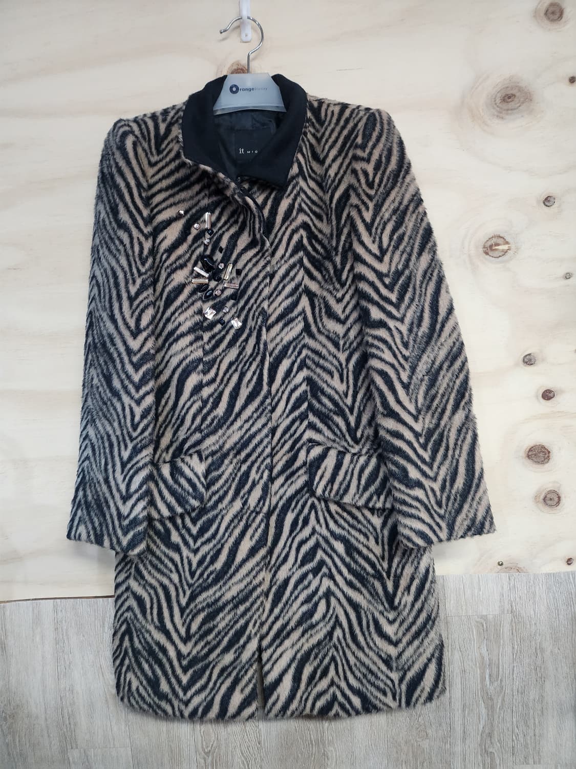 210) 잇미샤 지브라 패턴 알파카코트 상품이미지1