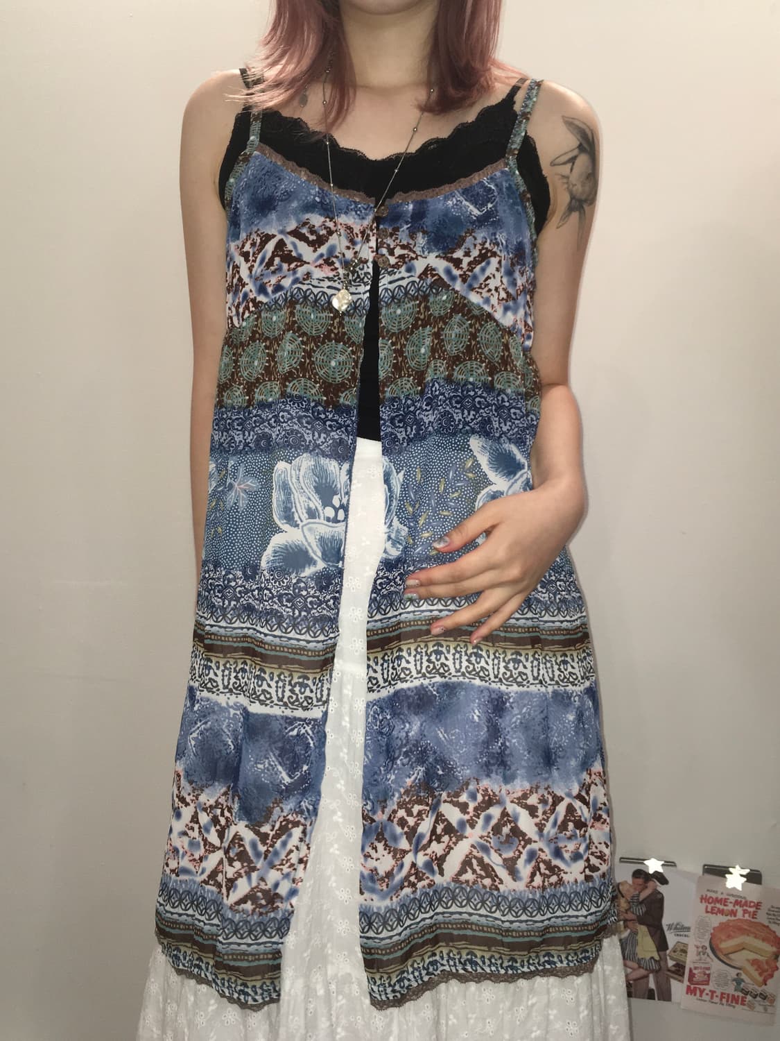 jpn vintage 보헤미안 바선생 블루 슬리브리스 상품이미지2