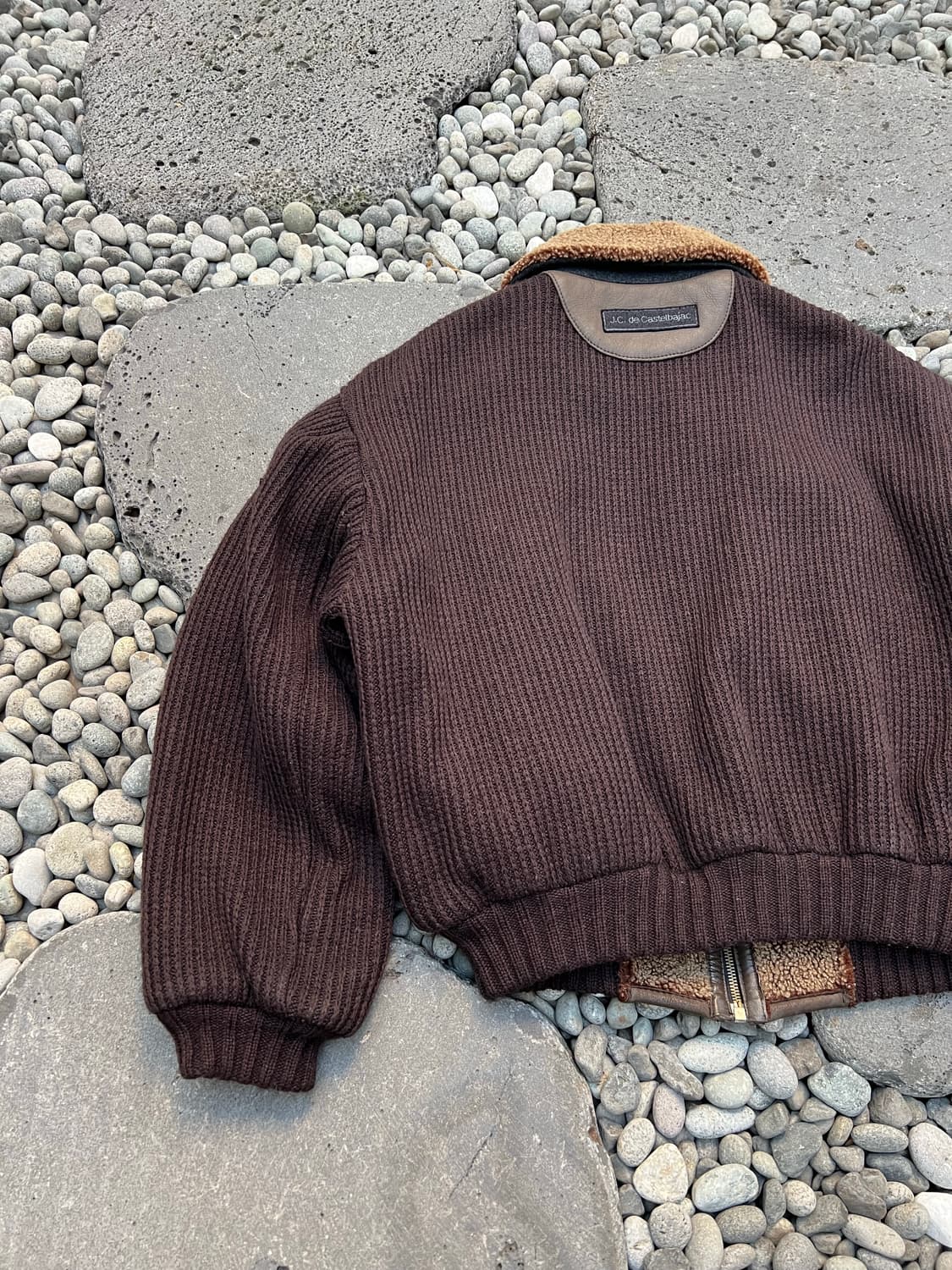 VINTAGE Jc De Castelbajac 카스텔바작 가죽 니트 봄버 상품이미지8