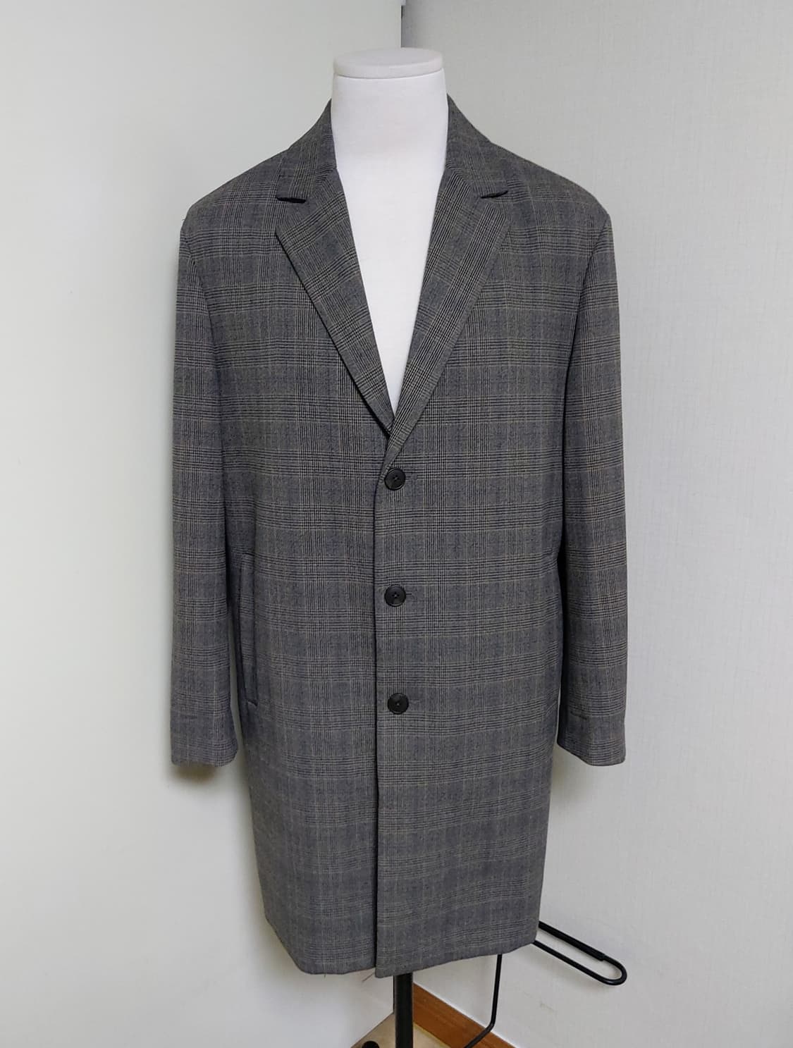 마인드브릿지 스판체크 세미오버 싱글코트(105) 상품이미지2