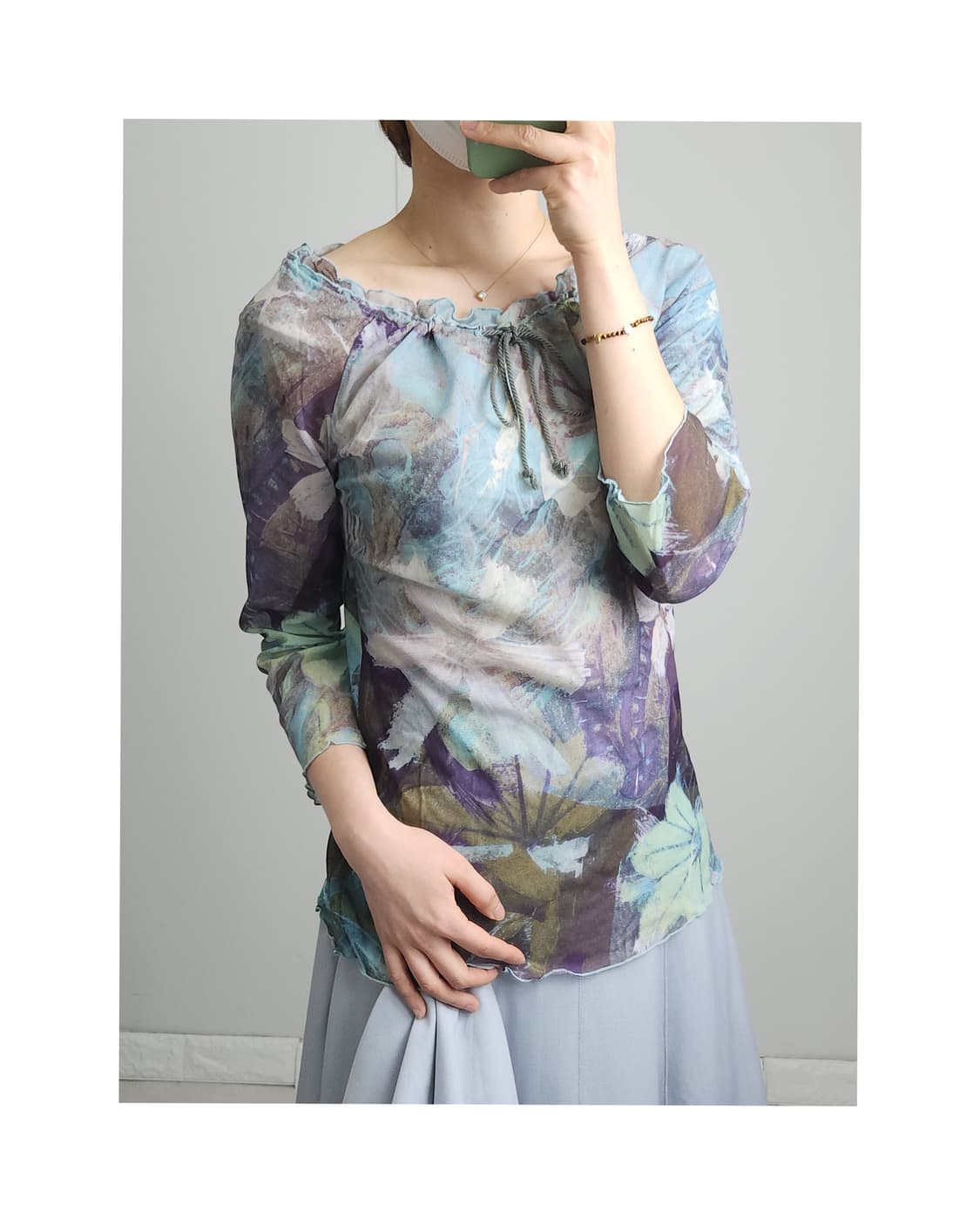 패턴 매쉬 탑 상품이미지1