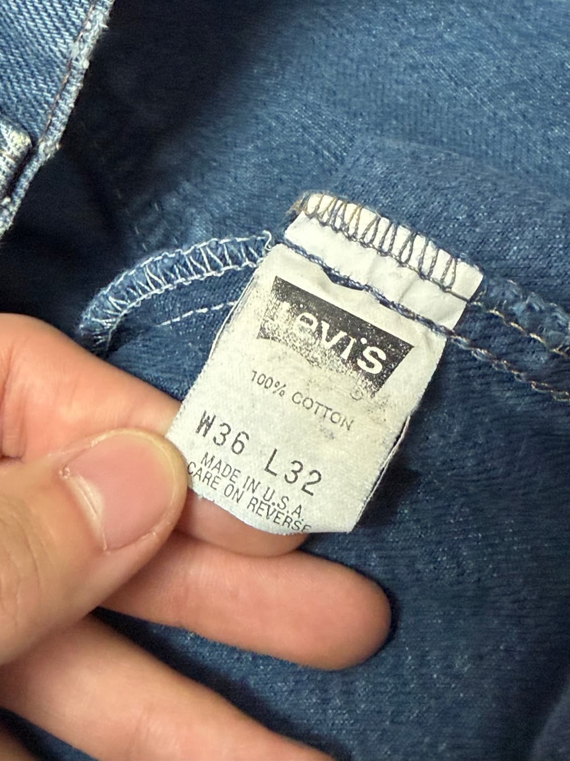 [36X32] 90s 리바이스 실버탭 초판 와이드 배기진 블루 상품이미지6