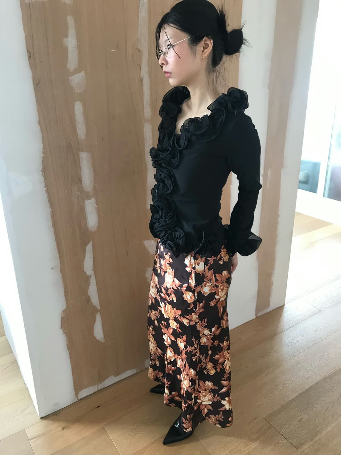 vintage black rose blouse 상품이미지4