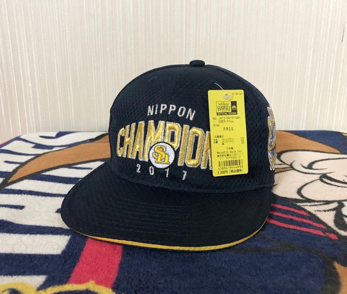 NPB 마제스틱 후쿠오카 소프트뱅크호크스 2017 일본 챔피언모자/캡 상품이미지1