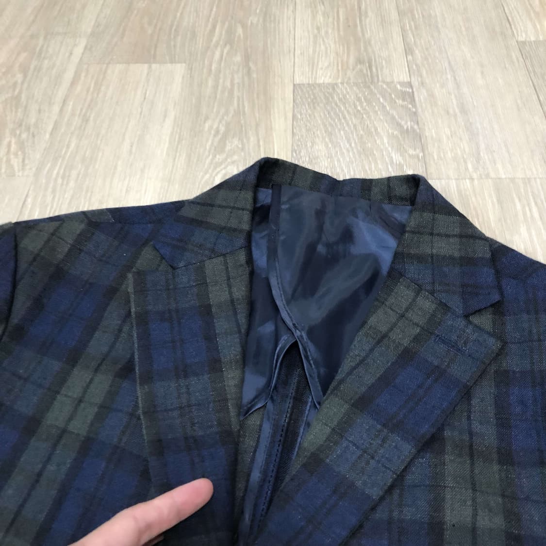 (L) 치타 슬로 블랙 와치 린넨 100% 스포츠 2버튼 블레이저 자켓 상품이미지3