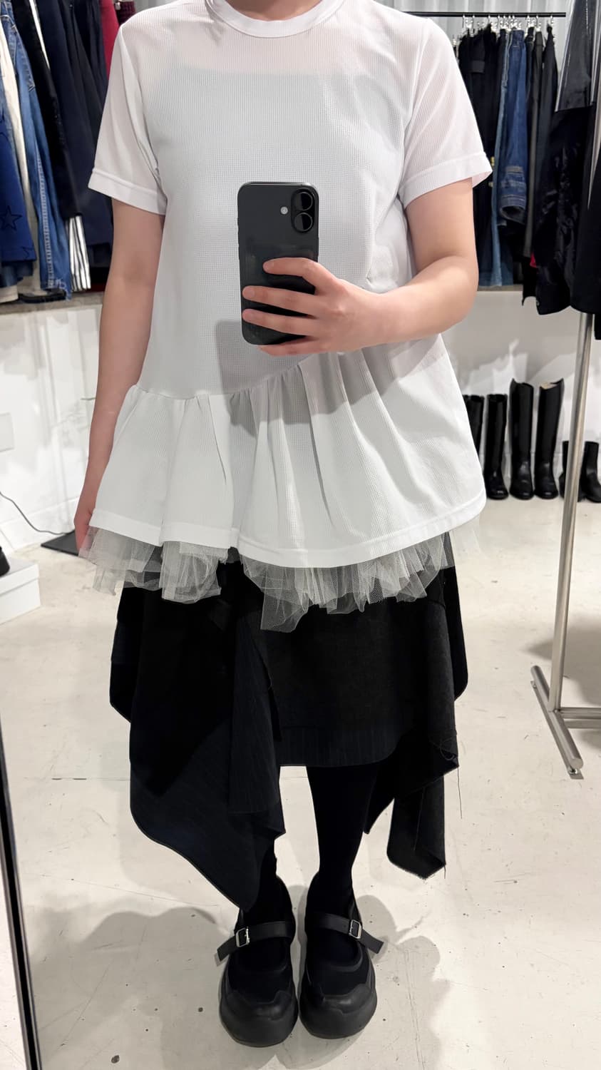 Tulle Layered Shirring Blouse 상품이미지2