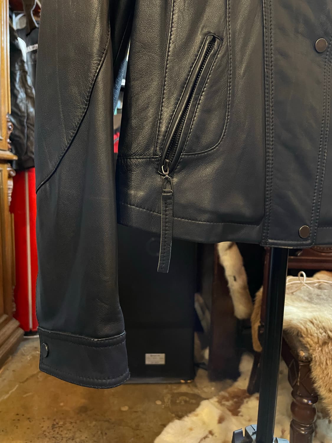 besti belli 양가죽 바이커 자켓 블랙 상품이미지4