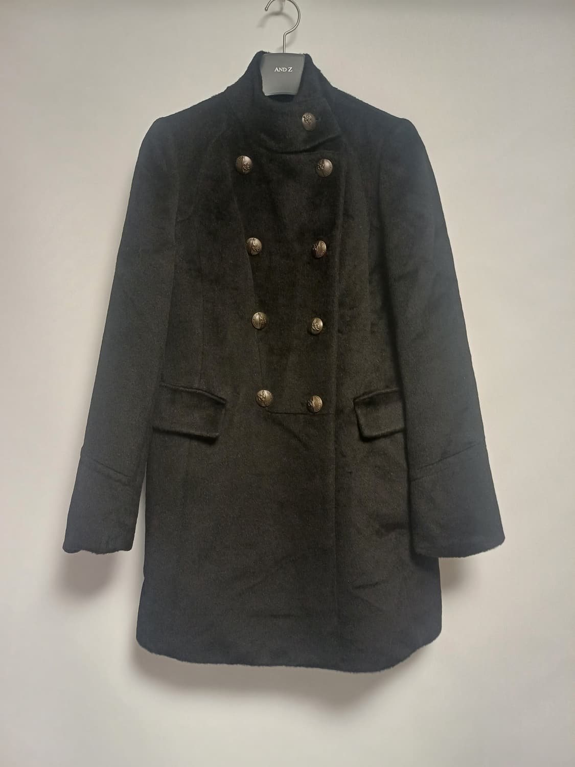 [울 95%] 쉬즈미스 엔틱 버튼 더블 울 코트 (66사이즈/블랙) 상품이미지1