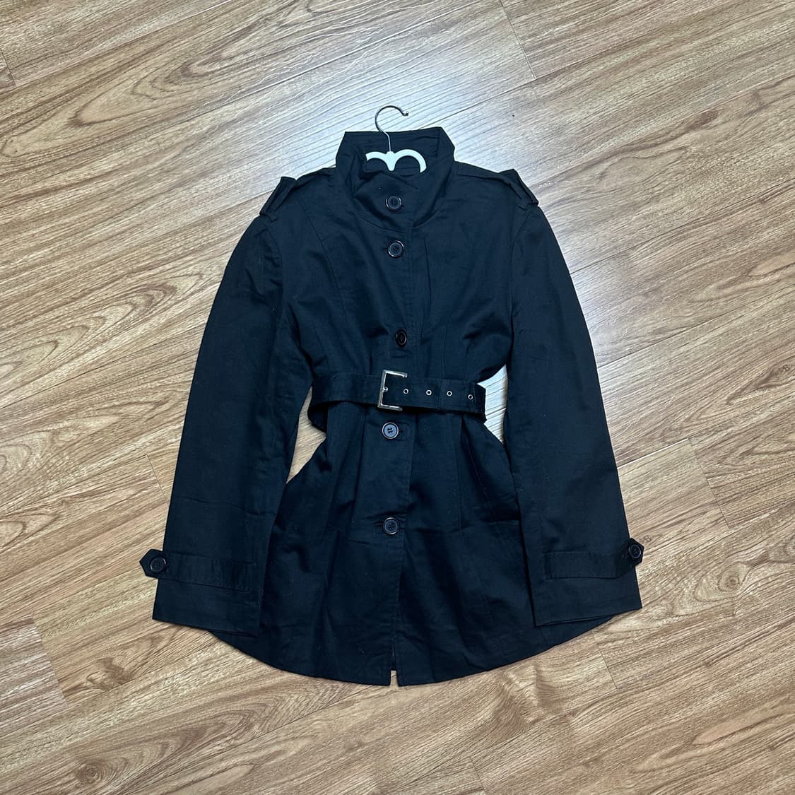 빈티지 블랙 벨트 자켓 트렌치코트 오네갸루 로걀 라떼 코이세이오깔 달천깔 상품이미지1