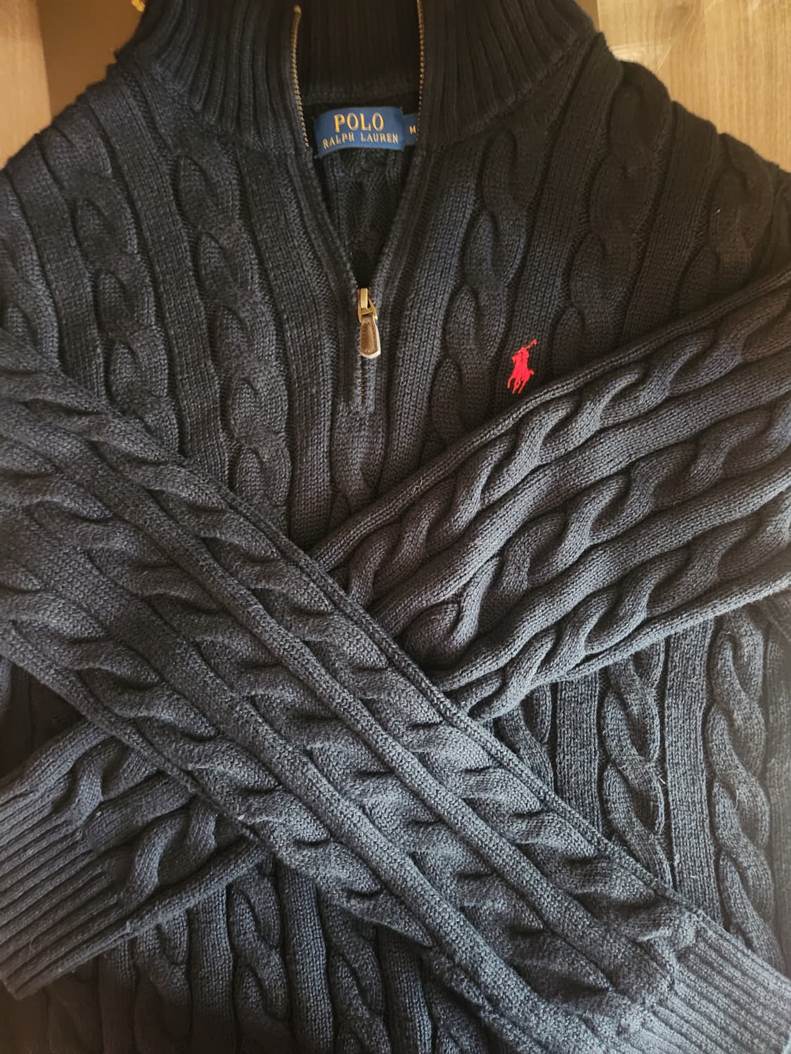 폴로 랄프 로렌 케이블 니트 코튼 쿼터 지퍼 스웨터 헌터  상품이미지2