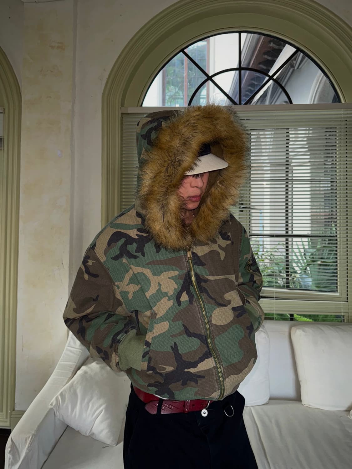Reversible Camo Fur Bomber 상품이미지1