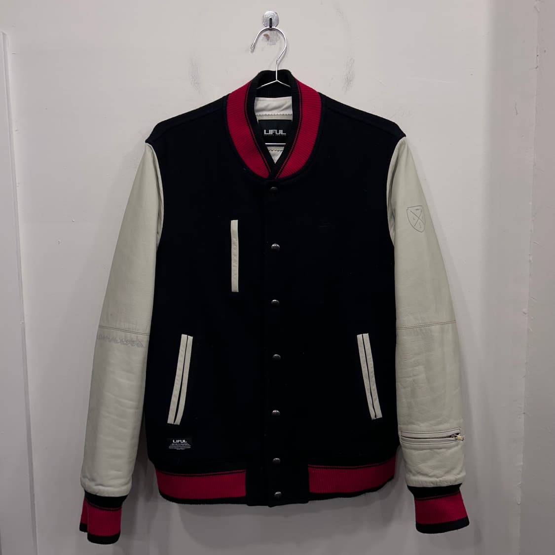 LIFUL 케시미어블랜드 카우하이드슬리브 스타디움자켓 상품이미지2