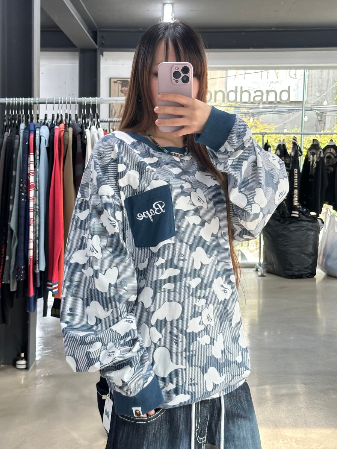 베이프 ABC 카모 포켓 롱슬리브긴팔티셔츠 상품이미지4