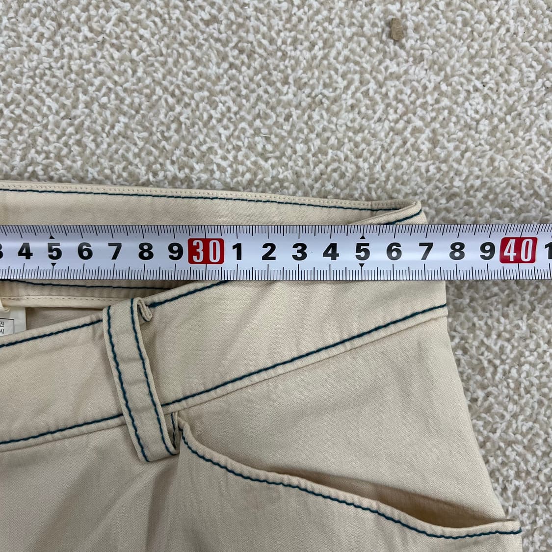 [66] 한섬 오즈세컨 여성 아이보리 라인 디테일 바지 0120M1 상품이미지7