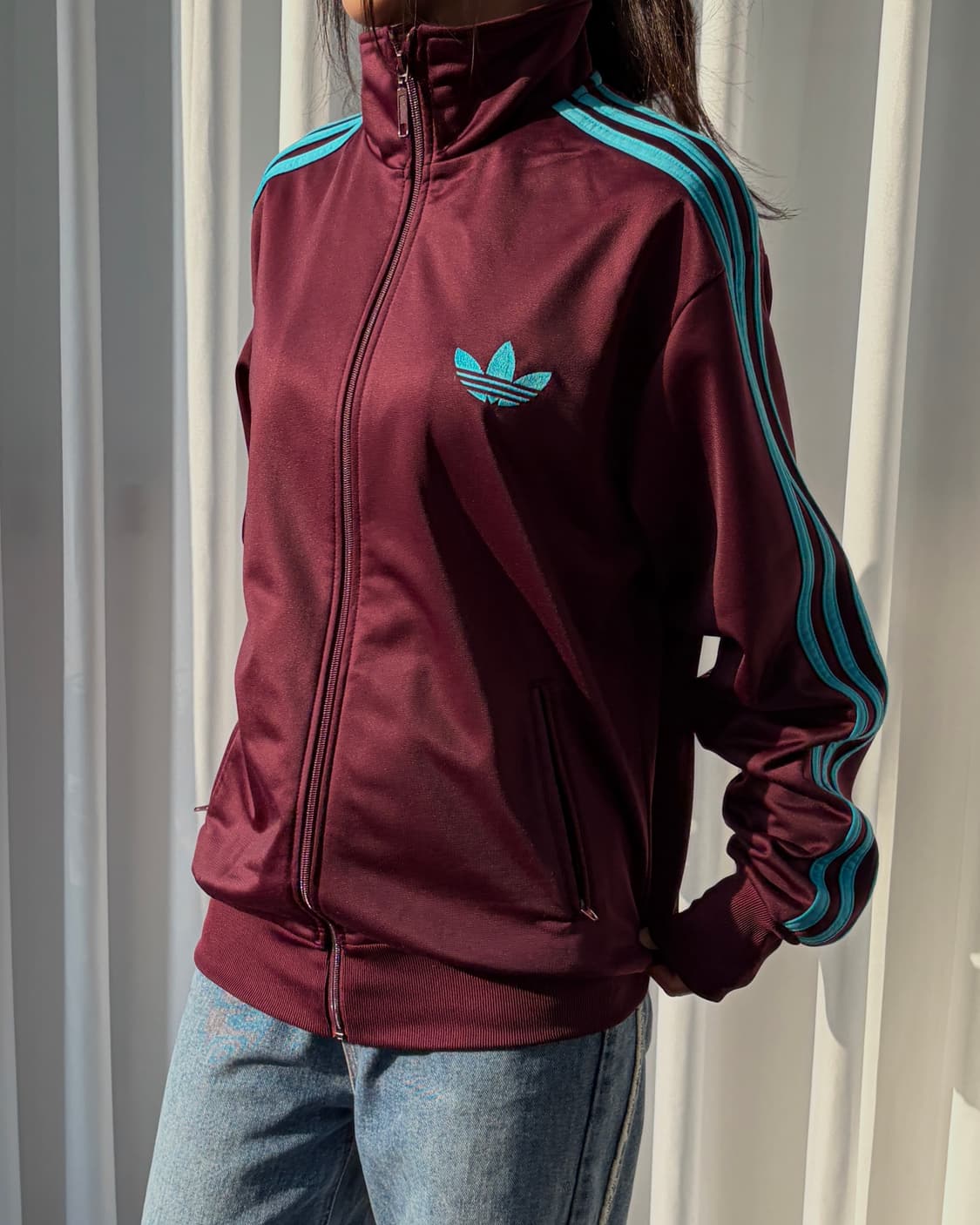 [L]아디다스 구형 파이어버드 버건디 하늘 트랙탑 져지 상품이미지1