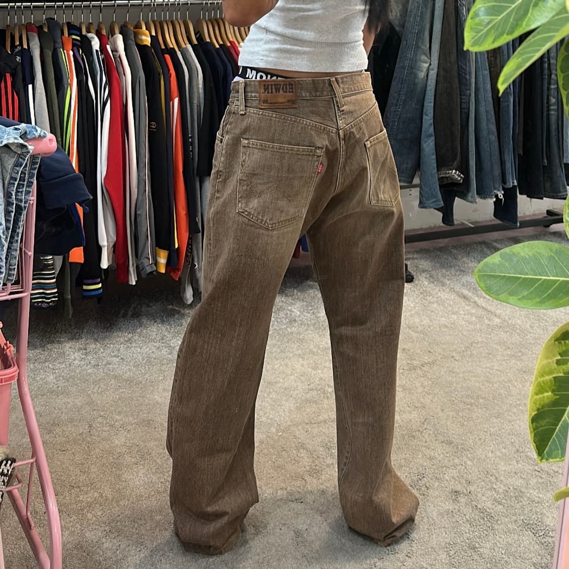 에드윈 00s "Loose 445" 브라운 워싱 데님 팬츠(31) 상품이미지1