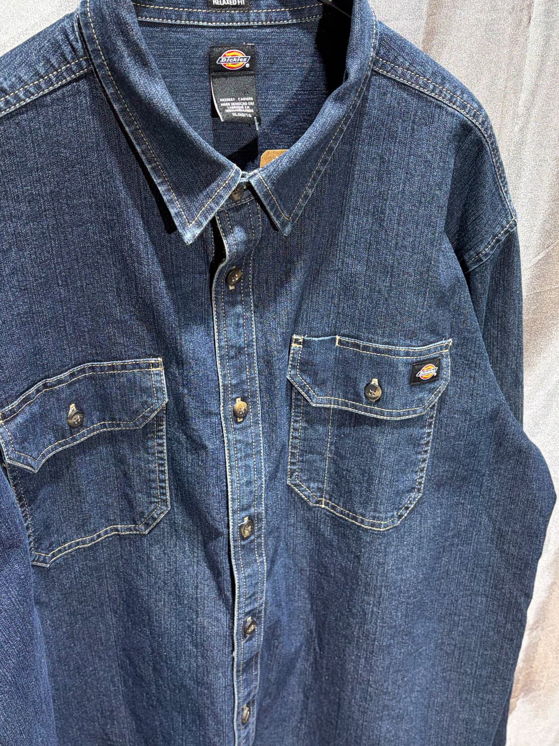 XL 디키즈 투포켓 릴렉스핏 진청 데님 셔츠 상품이미지4
