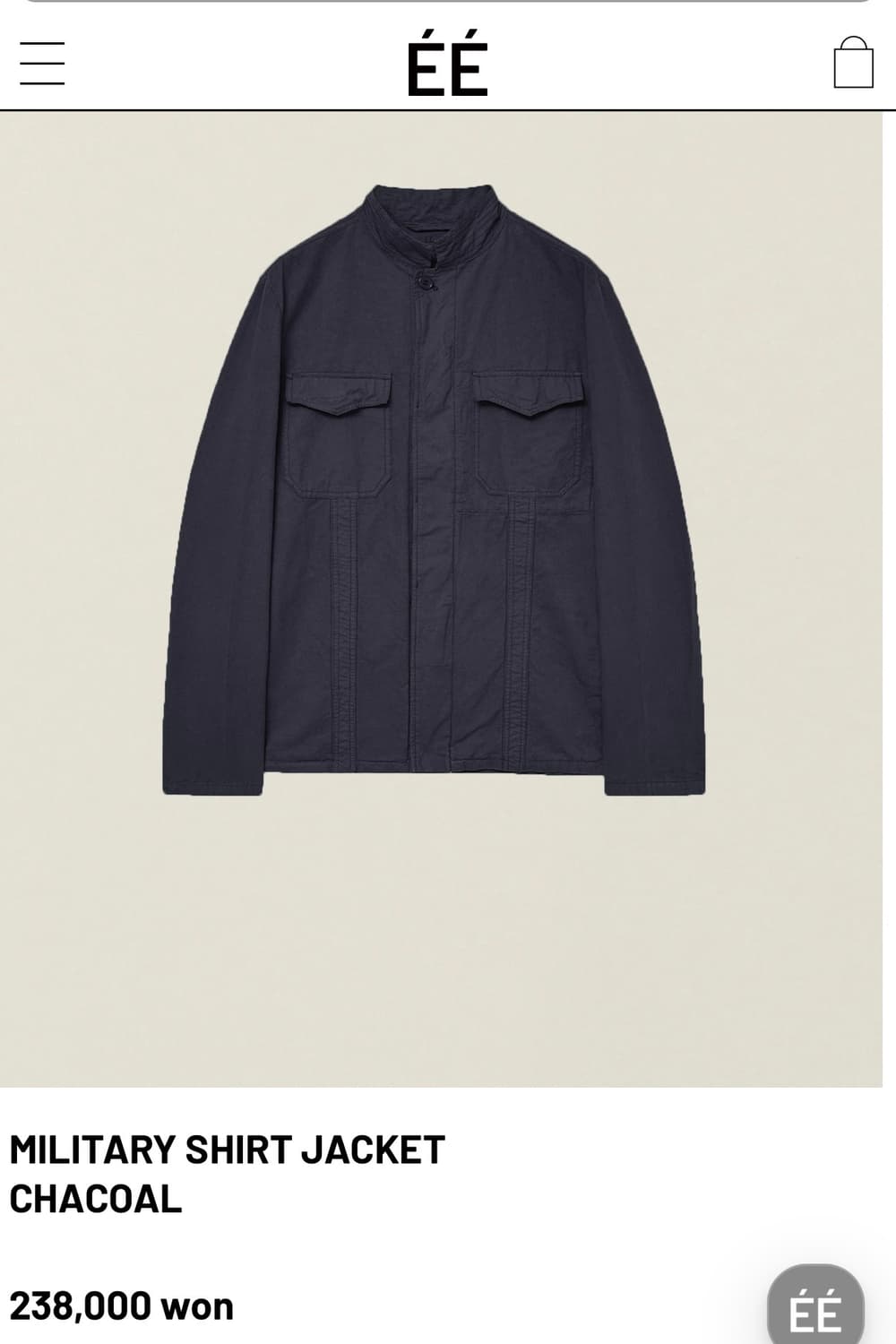 [누마레 EE] 밀리터리 셔츠 자켓 챠콜 L 상품이미지2