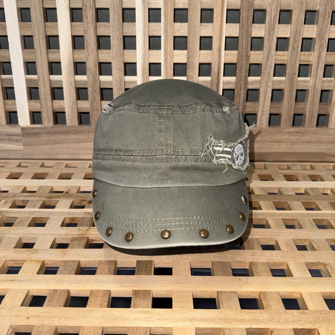 빈티지 해골 자수 스터드 밀리터리 캡 상품이미지1