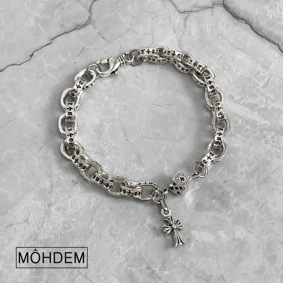 [Unisex] 체인 크로스 크롬 실버 팔찌 상품이미지7