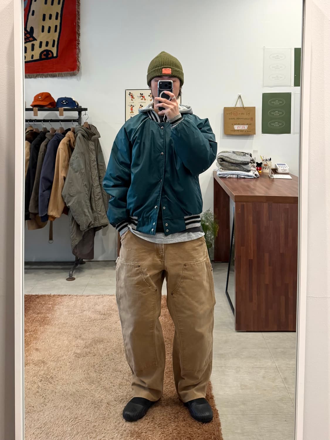 90s Athletic Works 스타디움 후드 새틴 자켓 (USA) 상품이미지2