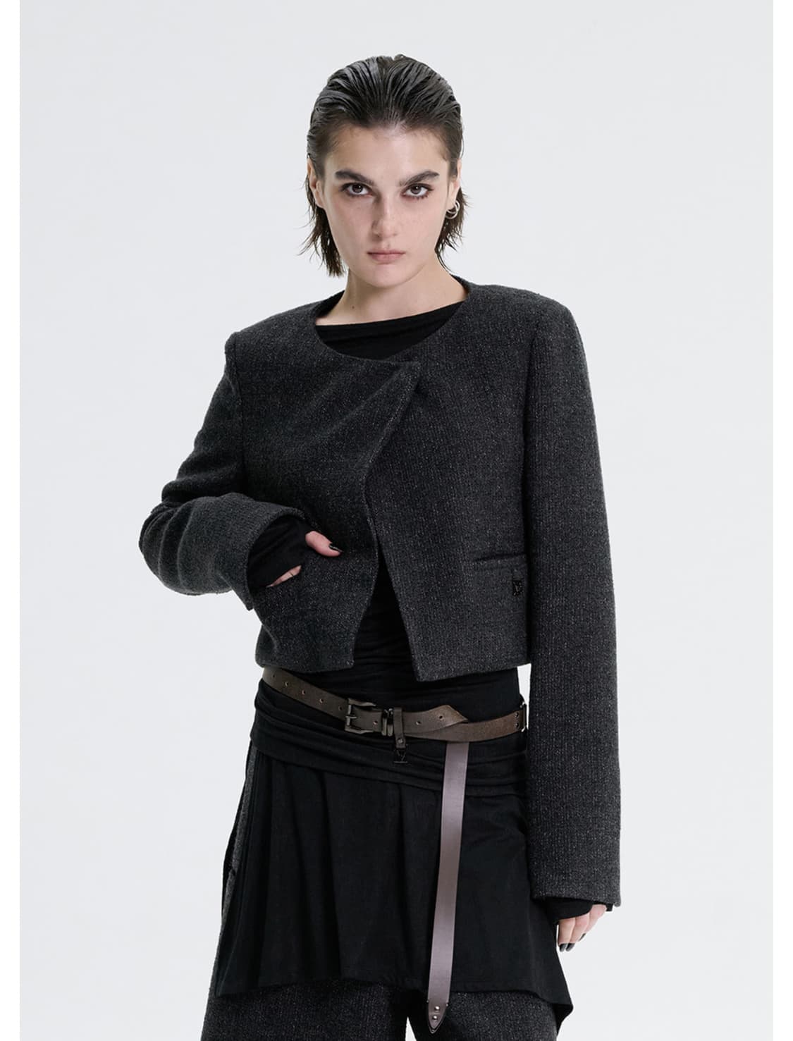 트리밍버드 Crop Tweed Set-up Jacket 트위드 자켓 상품이미지1