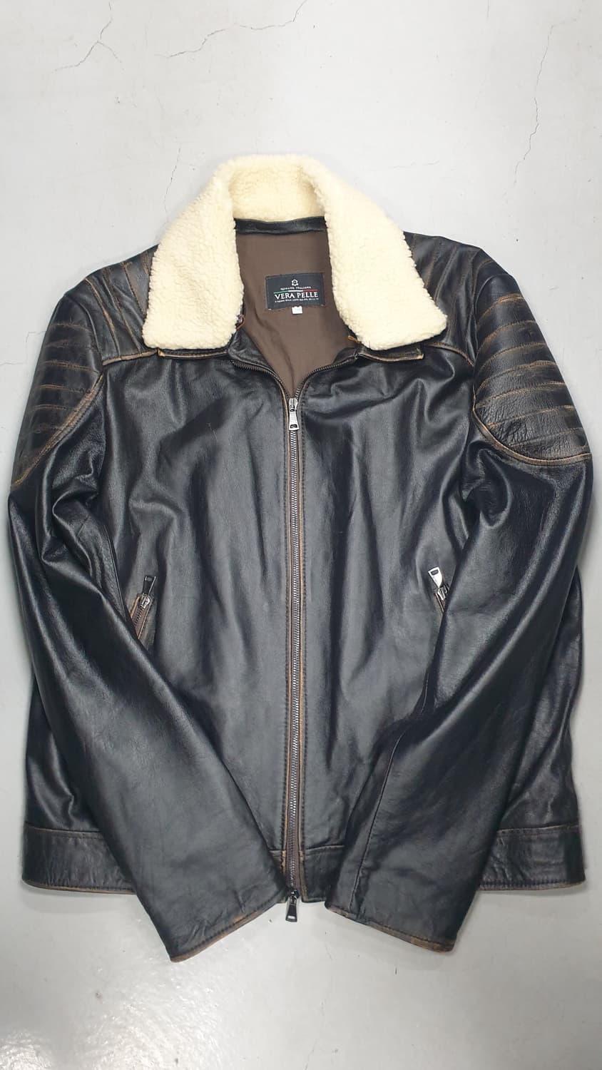 베라펠레 양털 카라 라이더 가죽 자켓 58 상품이미지1