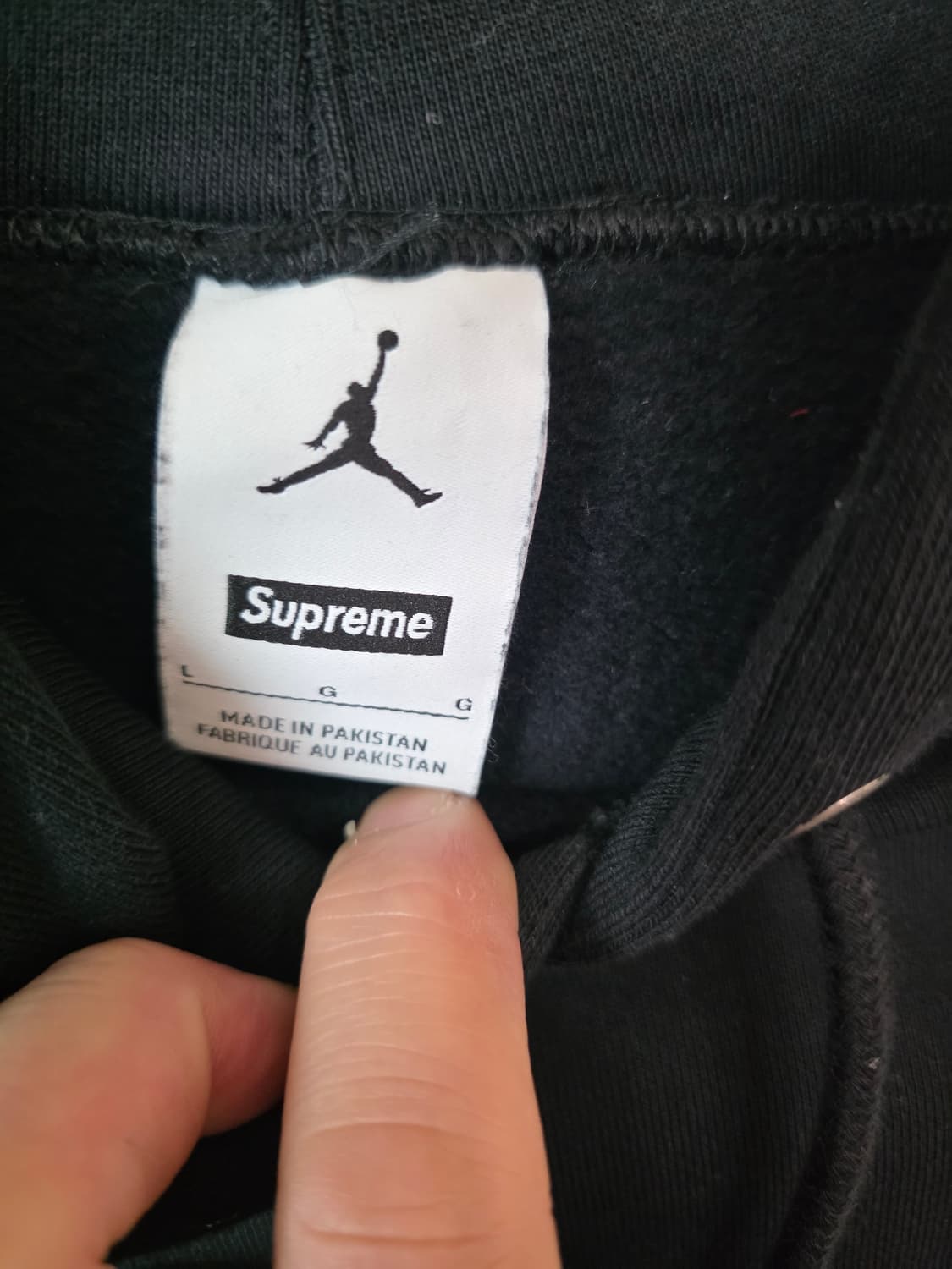 슈프림 x 조던 후드 스웨트셔츠 블랙 상품이미지3