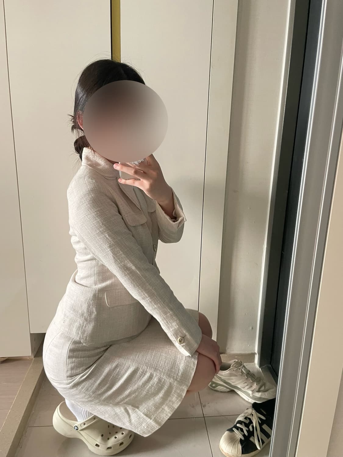 빈티지 아이보리 트위드 정장 세트 상품이미지1