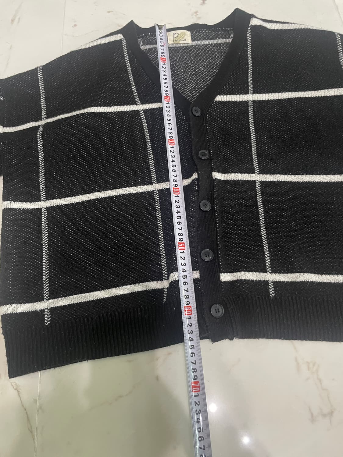 빈티지 체크 가디건 블랙 L-XL 상품이미지4