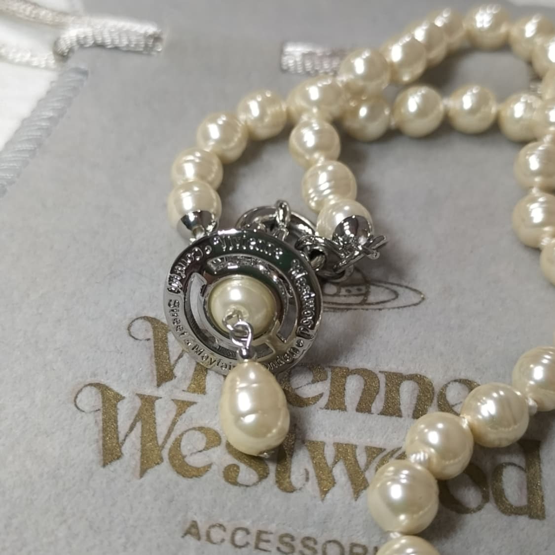 비비안웨스트우드 아카이브 진주 펄 드롭 orb 팬던트 초커 목걸이 상품이미지8