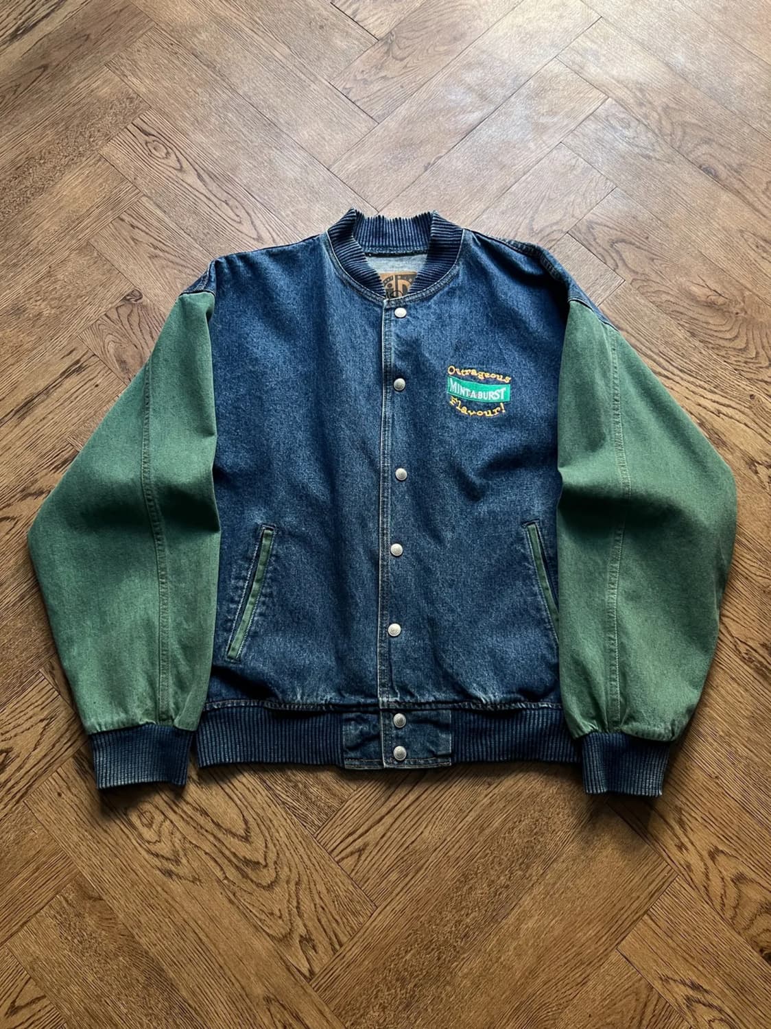 [M]USA 빈티지 MINT A BURST 데님 바시티 자켓 상품이미지1