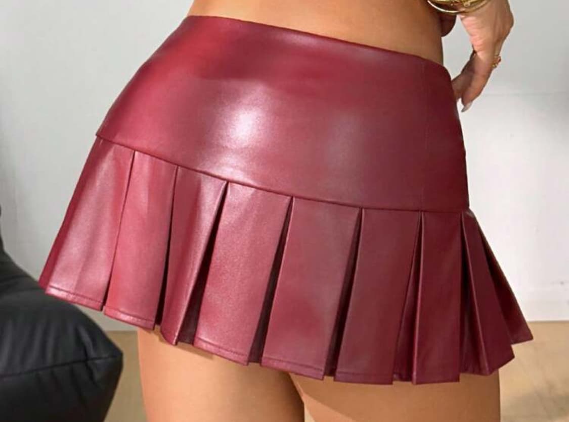 레더 미니 스커트 버건디 상품이미지3