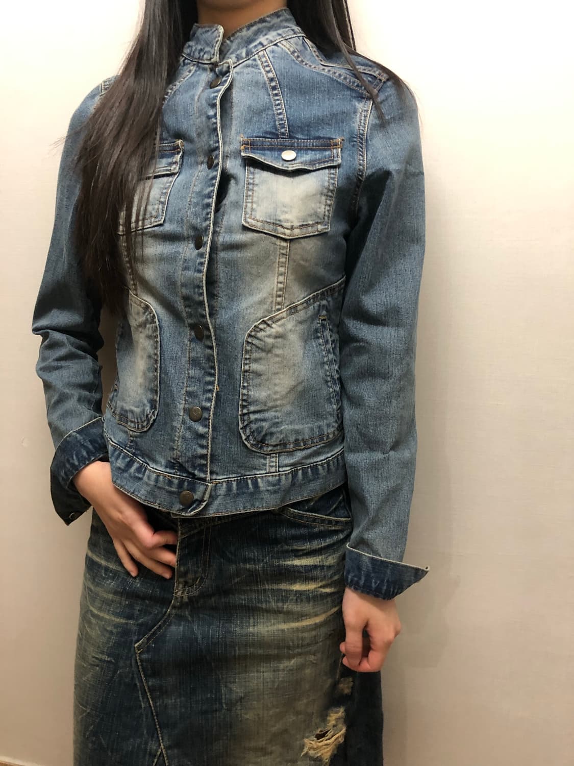 빈티지 데님 하이넥 자켓 상품이미지5