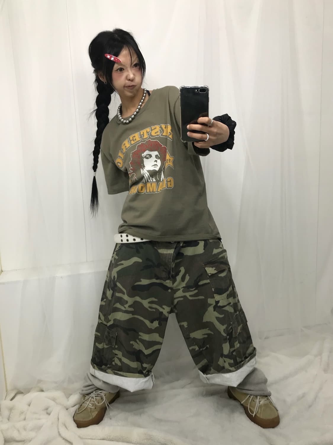 < Hysteric Glamour His Girl Khaki T-shir 상품이미지5