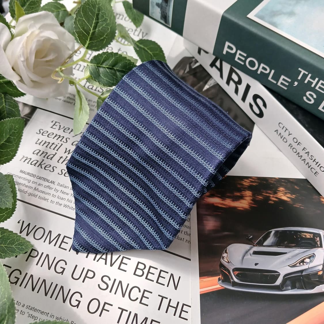 던힐 실크 블루 스트라이프 패턴 넥타이 9.8cm A+등급 E872
 상품이미지2